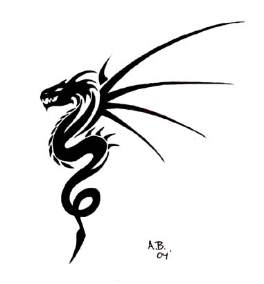 Black Dragon tattoo design in the white girl back body